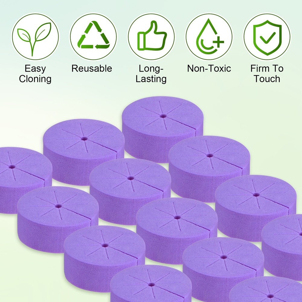 60-Pack Cloning Collars Inserts, Hydroponics Sponge Systems Cloning [Purple]