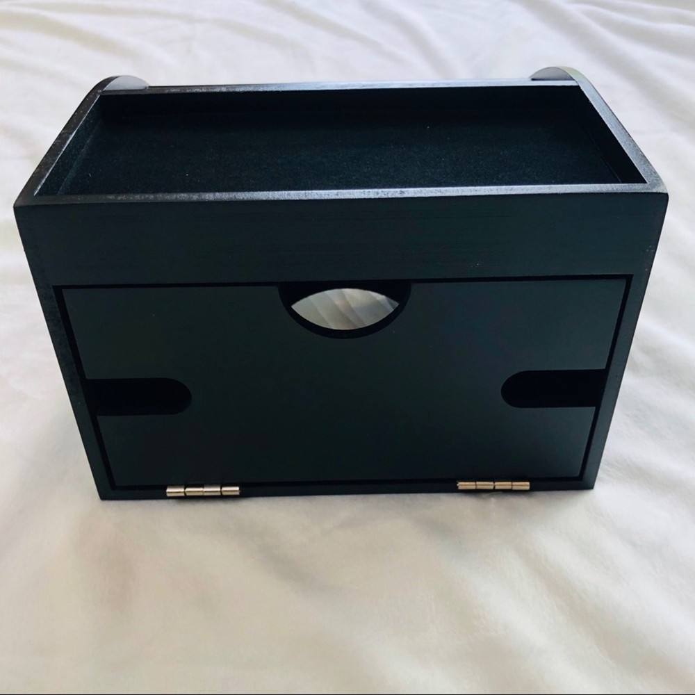 NIB Black Compact Charging Station Organize Multiple Devices HInged Back Panel