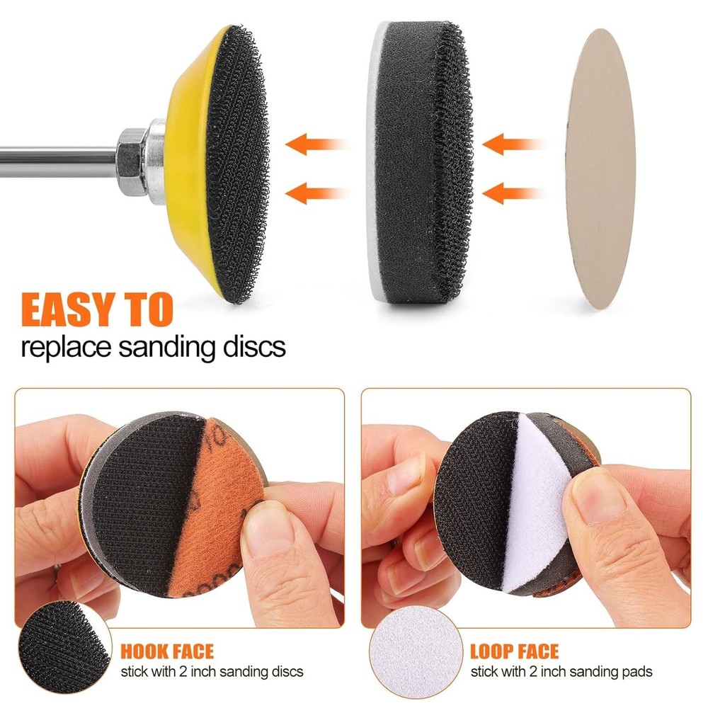 10 Pack 2 Inch (50mm) Foam Interface Pad, Hook and Loop Soft Foam Buffing Pad