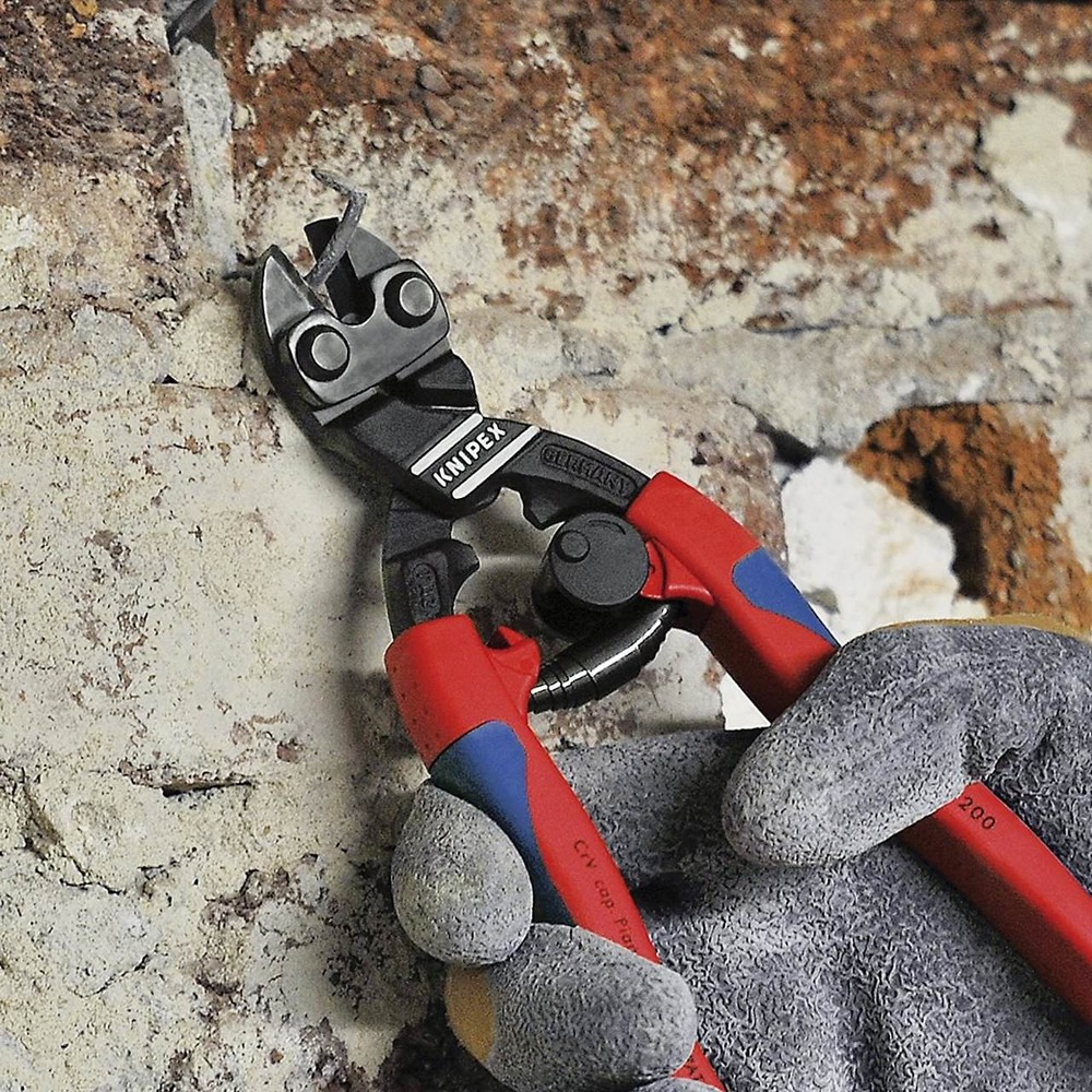 Knipex 7122200TBKA 8" Angled High Leverage Cobolt Cutters, Tether Attachment