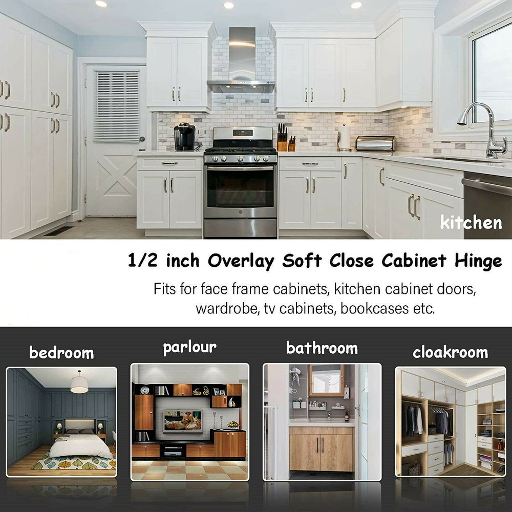 20Pack Compact Concealed Kitchen Cabinet Door Hinge 105° Close 1/2"Overlay