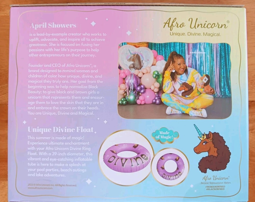 Afro Unicorn "Divine" Inflatable Pool Swim Ring Float 39” Purple QUANTITY SAVING