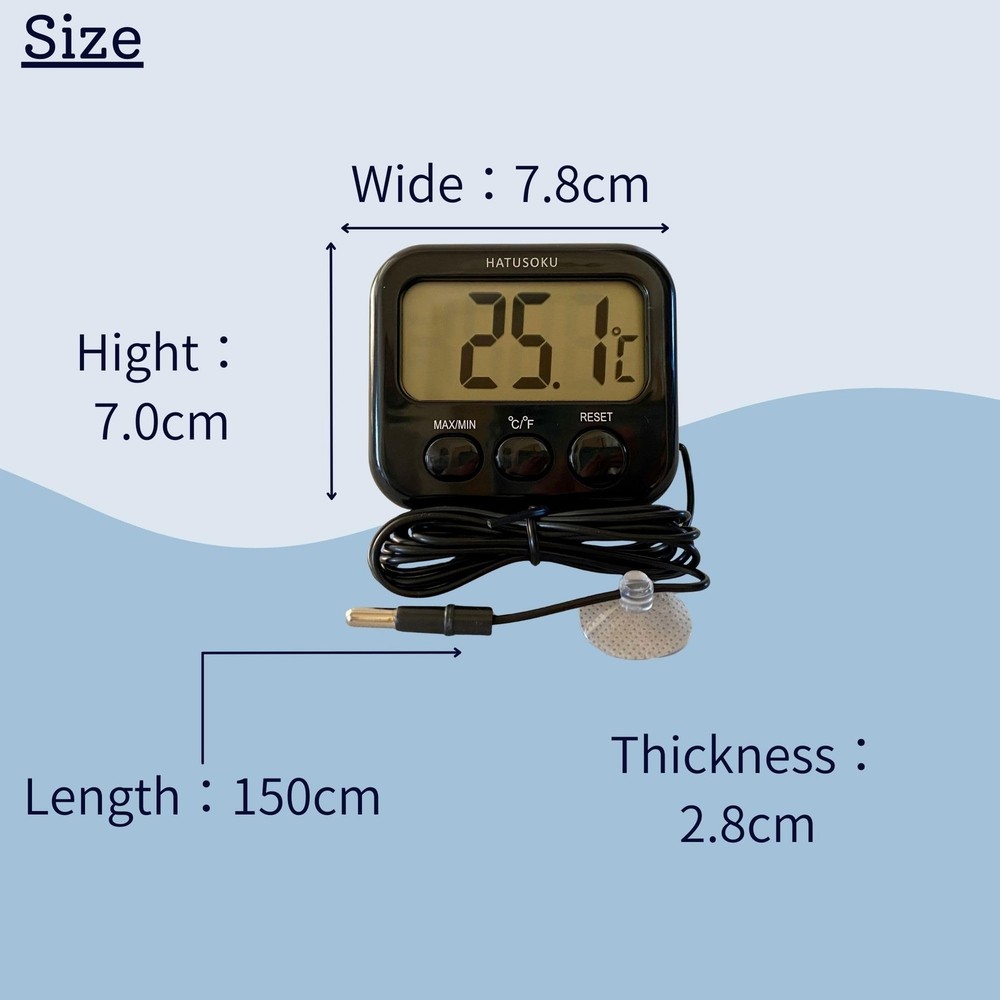 HATUSOKU Digital Thermometer with External Sensor, Magnet, Suction Cup, Black