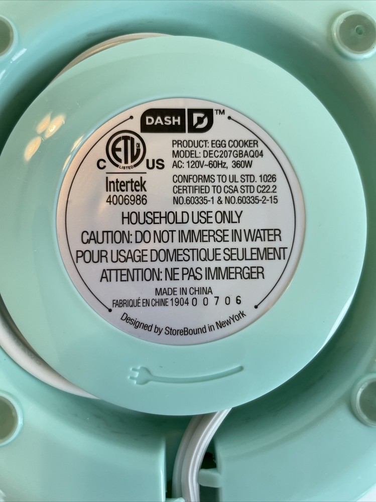 Dash Rapid Egg Cooker 7 Eggs Light Green Heating Plate w/Base ONLY- Model DEC207
