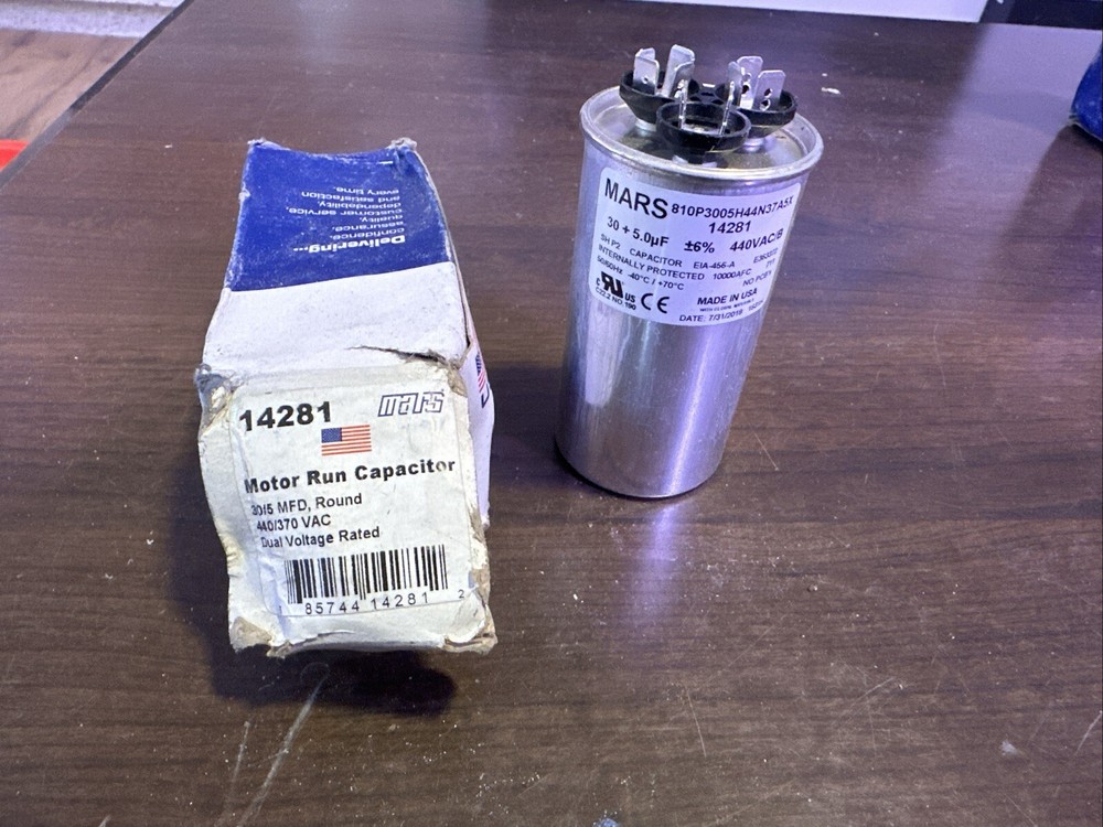 MARS 14281 OEM Replacement Run Capacitor 440/370 VAC 30/5 MFD Round