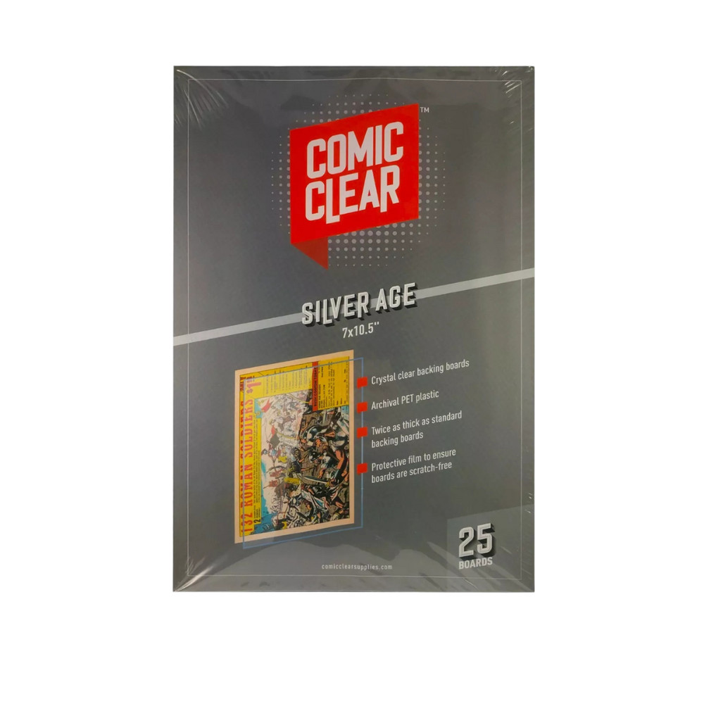 25 Clear Comic Book Backing Boards (Silver) Archival Plastic Clear Comic Boards