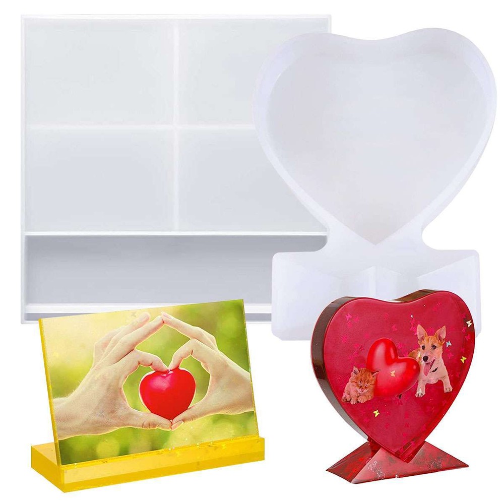 DIY Craft Silicone Mold Heart &Rectangular Photo Frame Making Mold Souvenir Gift