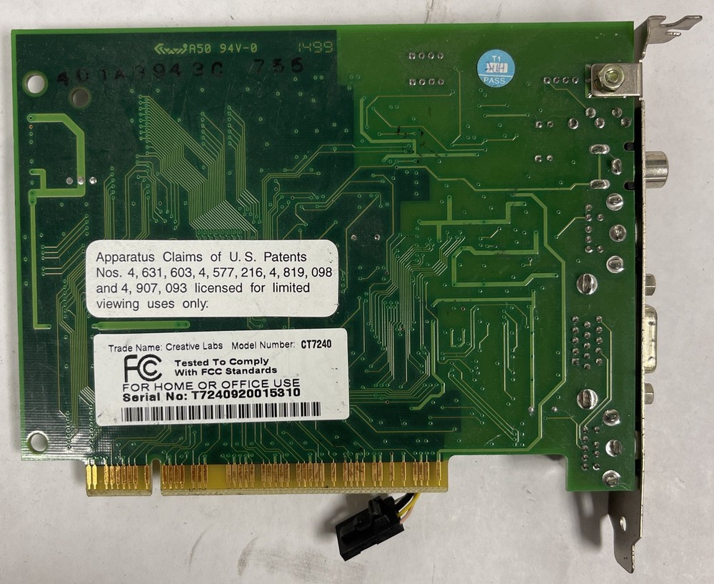 Creative Labs CT7240 Video Decoder Pci Card