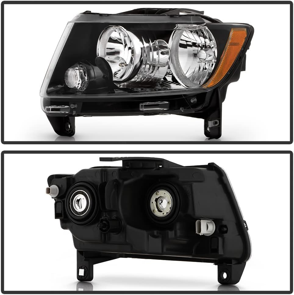 - for [Black Bezel W/Halogen Type] 2013-2017 Jeep Compass Headlight Headlamp Rep