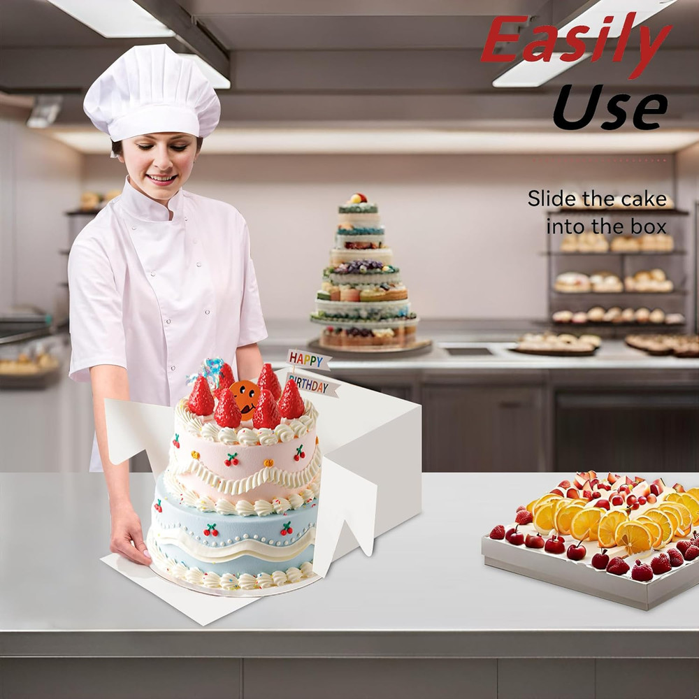 20-Pack 12x12x6 Cake Boxes & Boards White Sturdy Dessert Packaging Display