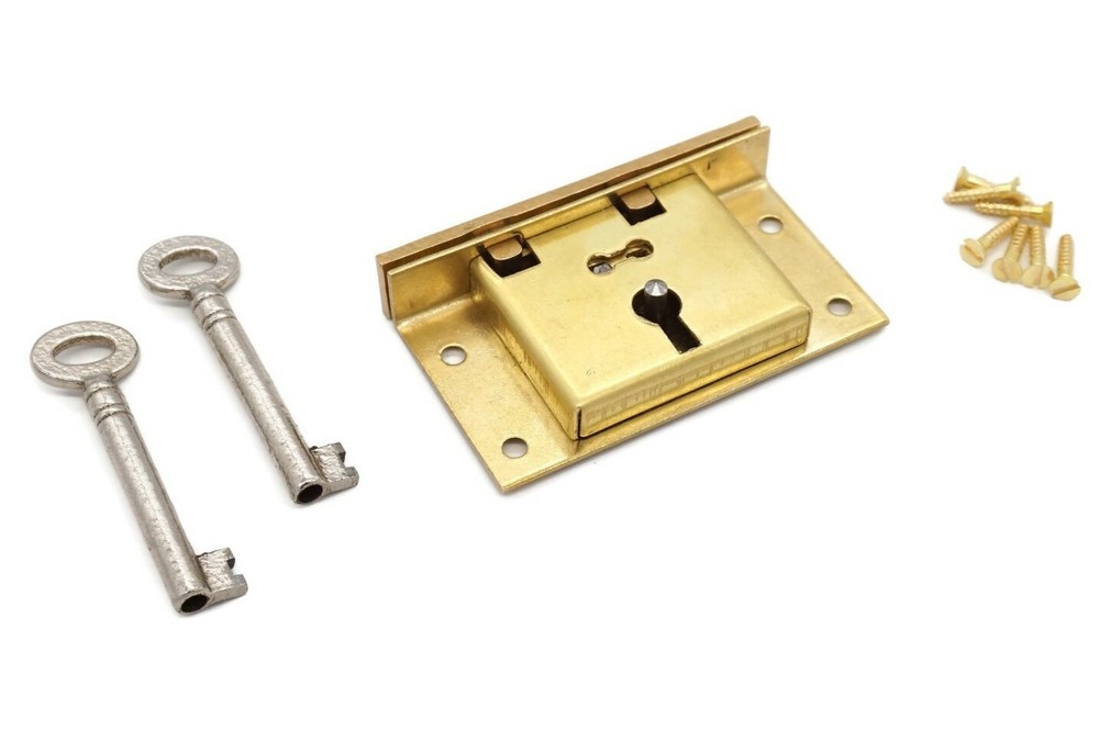 Half Mortise Lock Chest Trunk Large Box Lock Solid Brass Cabinet Lock 2 Keys