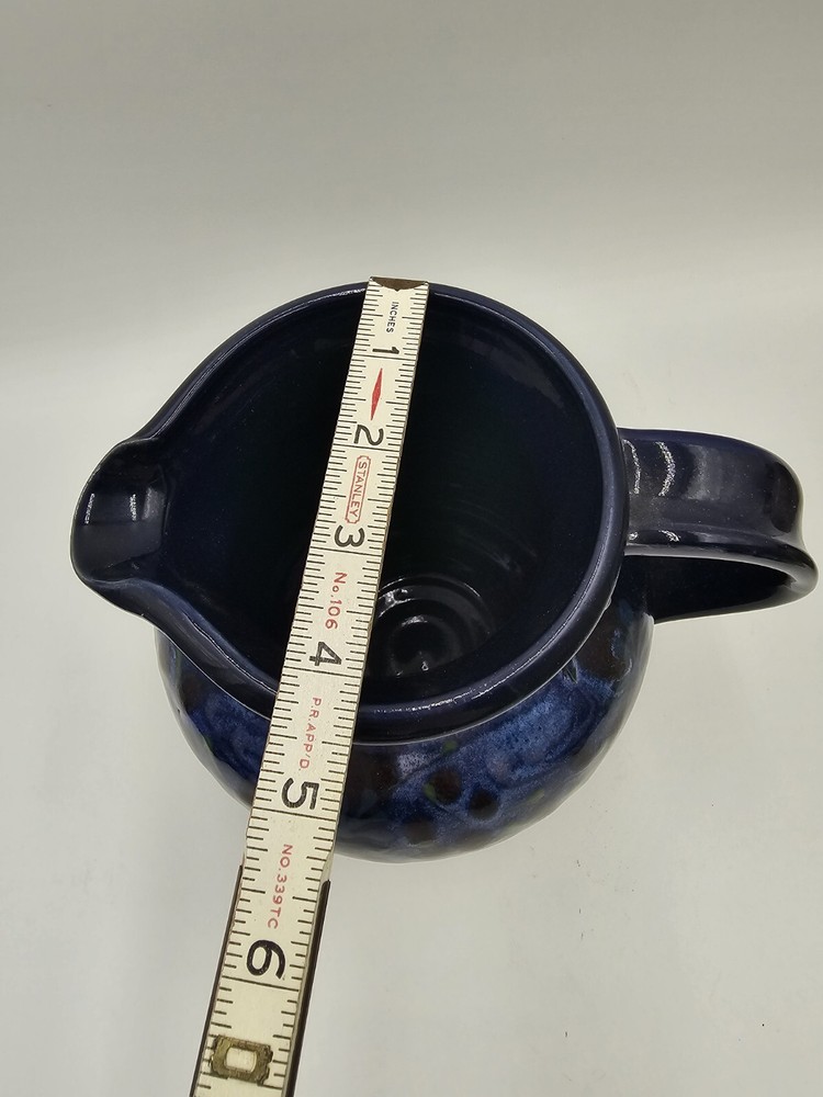 Studio Art Pottery Navy Pitcher Signed Grau Tortorella