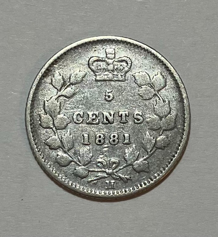 1881 H Canada Silver 5 Cents
