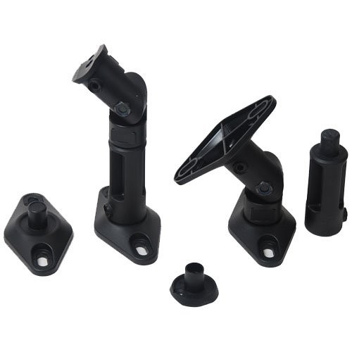 2 Satellite Speaker Wall Ceiling Mounts Brackets 1EH (Black, 2 Pack)