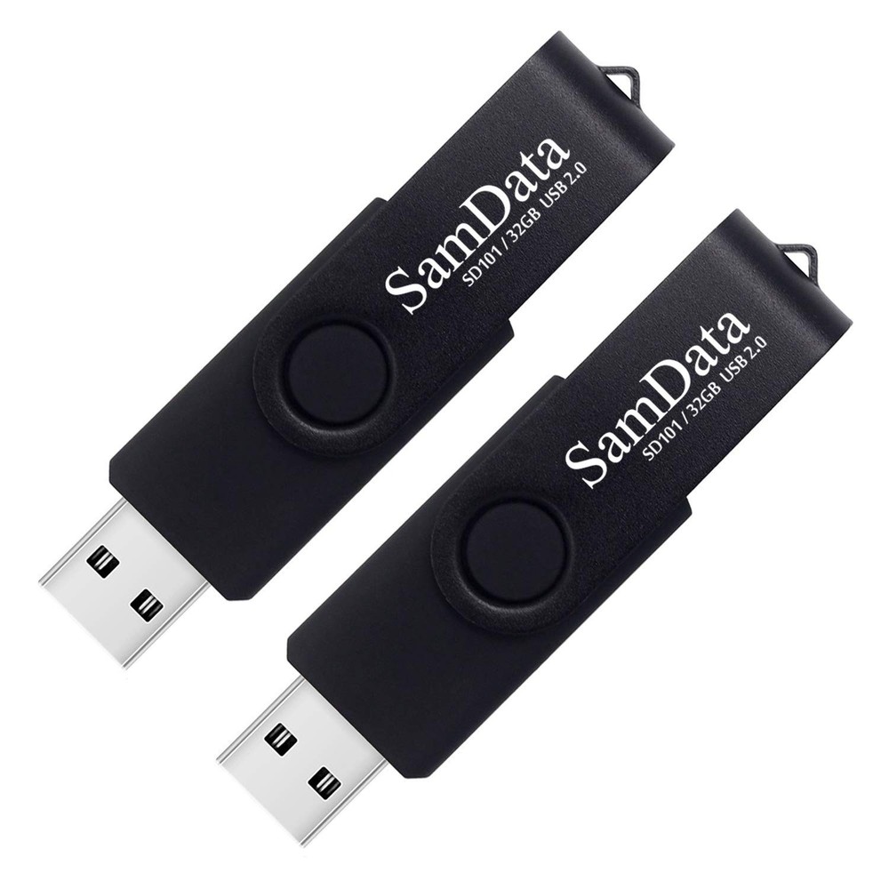 SamData 32GB USB Flash Drives 2 Pack Thumb 32GB, Black 32GB*2