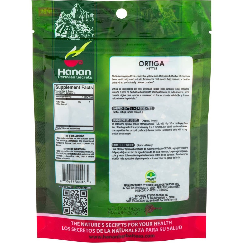 Nettle (Ortiga) Loose Herbal Tea 1.4 oz (30g) Dried Stinging Nettle Root Leaf
