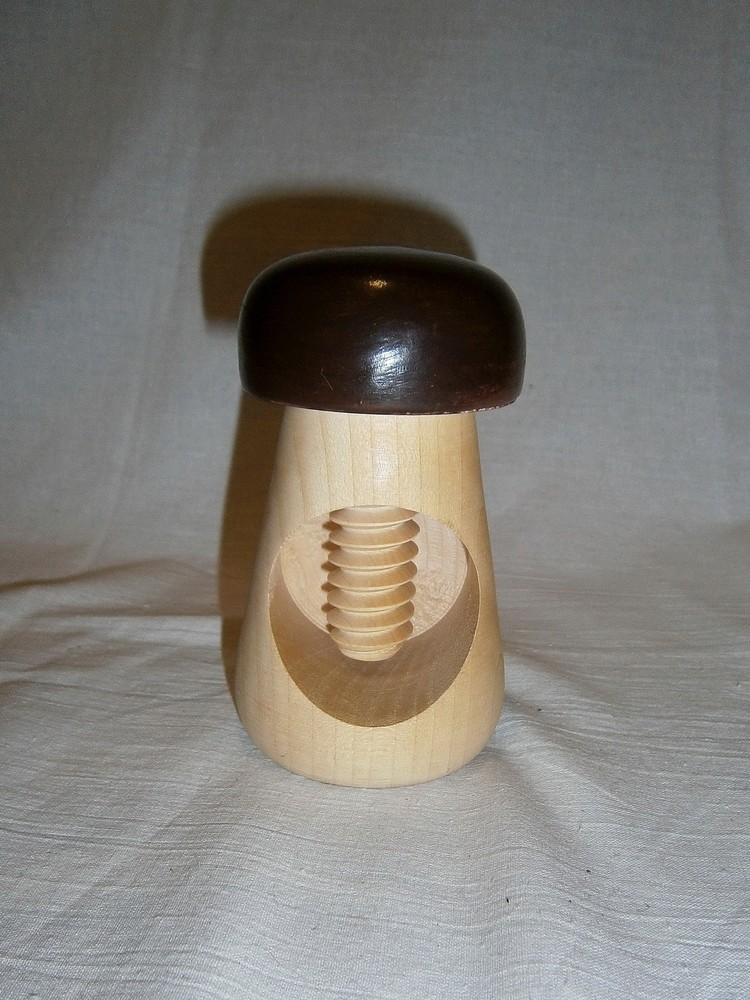 Nutcracker Mushroom Hand Carved Wooden Device Cracking Nut Screw Cap Cracker