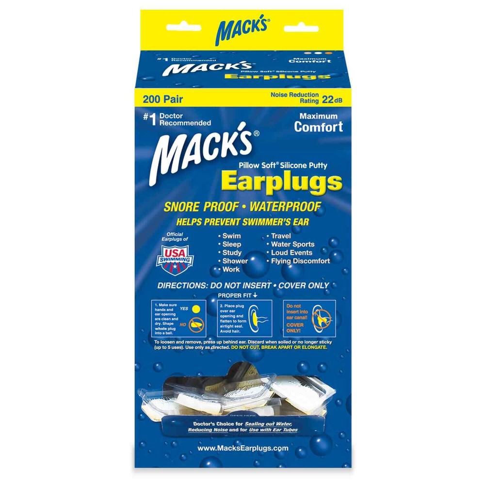 NEW Macks Pillow Soft Silicone Moldable Ear Plugs (200 Pair Dispenser)