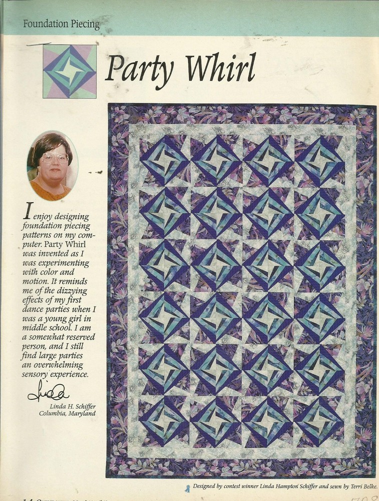 A0179  PARTY WHIRL   QUILT PATTERN/INSTRUCTIONS