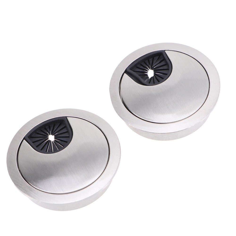 2 Pcs Wire Cable Hole Cover Pass Through Grommet Computer Desk Plate