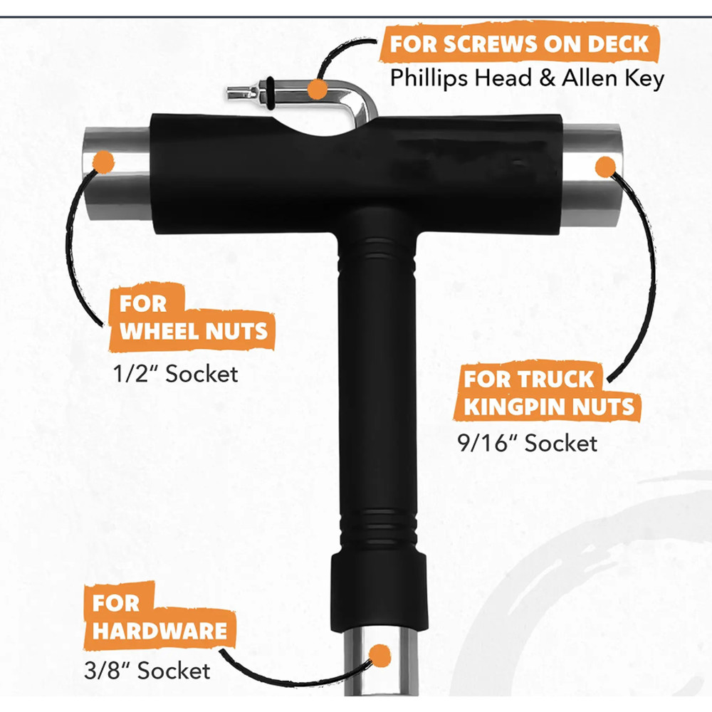 All In One Multi Function Portable Skate Tool with 2-In-1 Allen & Philips
