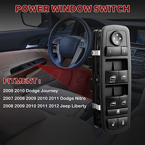 Master Power Window Switch Driver Side Compatible with 2007-2011 Dodge Nitro,
