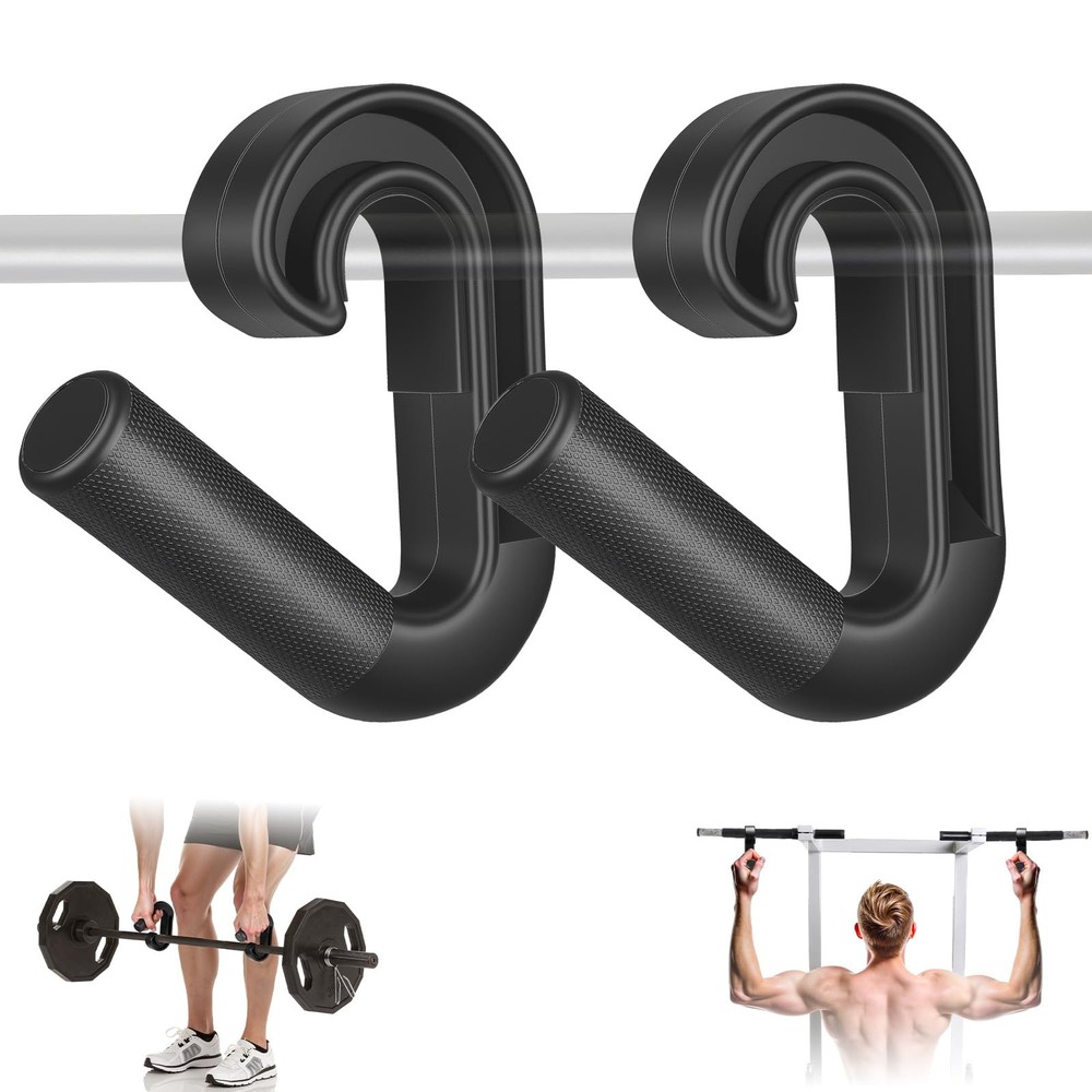 Neutral Grip Handle Attachment for Pull-up Bars, 1 Pair Portable Hooks Black