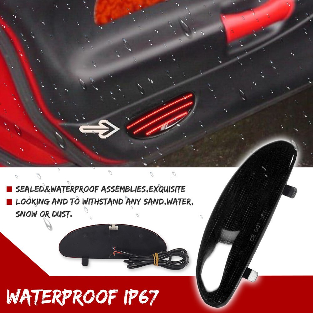 Smoked Red LED Inner Door Panel Reflector Plate Light For Corvette 1997-2004 C5