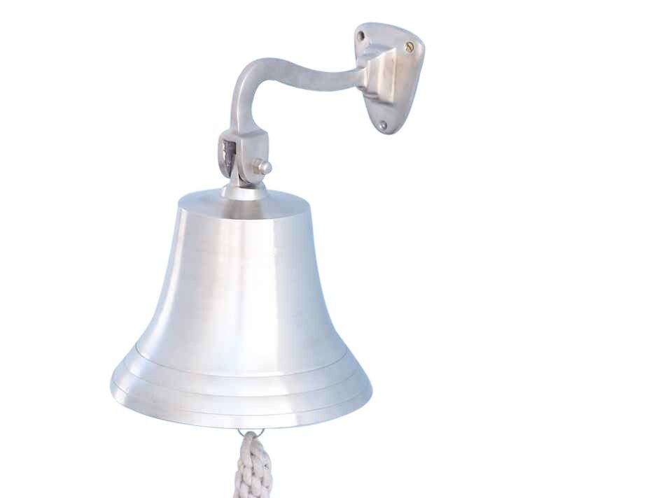 Brushed Nickel Hanging Ship's Bell 11"