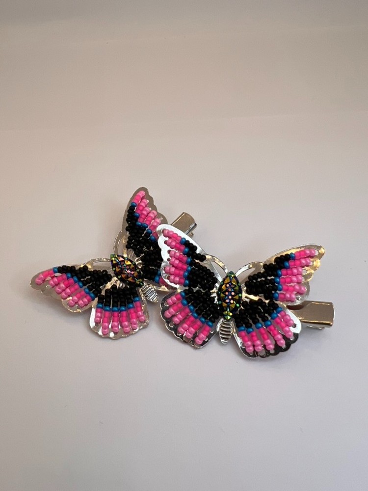 Beaded Butterfly Barrettes