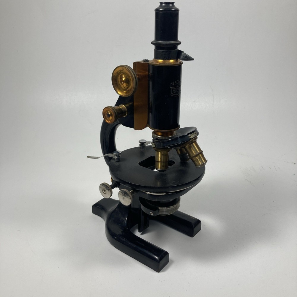 Vintage Spencer Buffalo Cast Iron & Brass Microscope w/Case