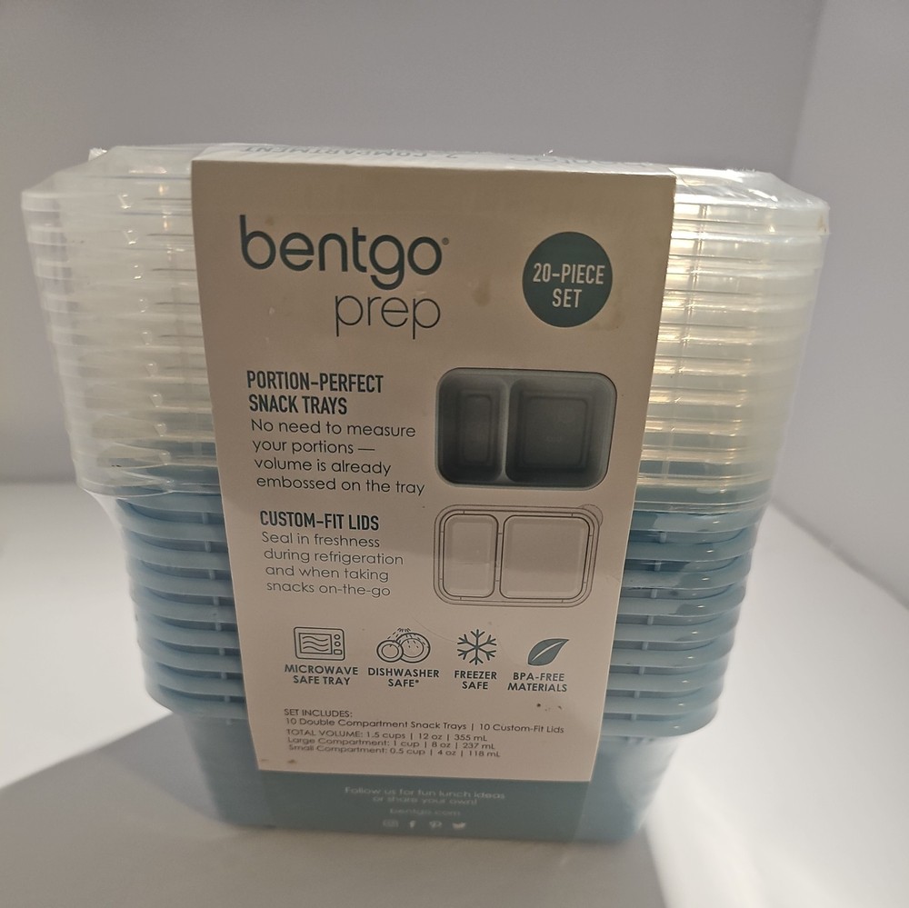 Bentgo Prep - 2-Compartment Snack Containers with Lids - Reusable, Sky