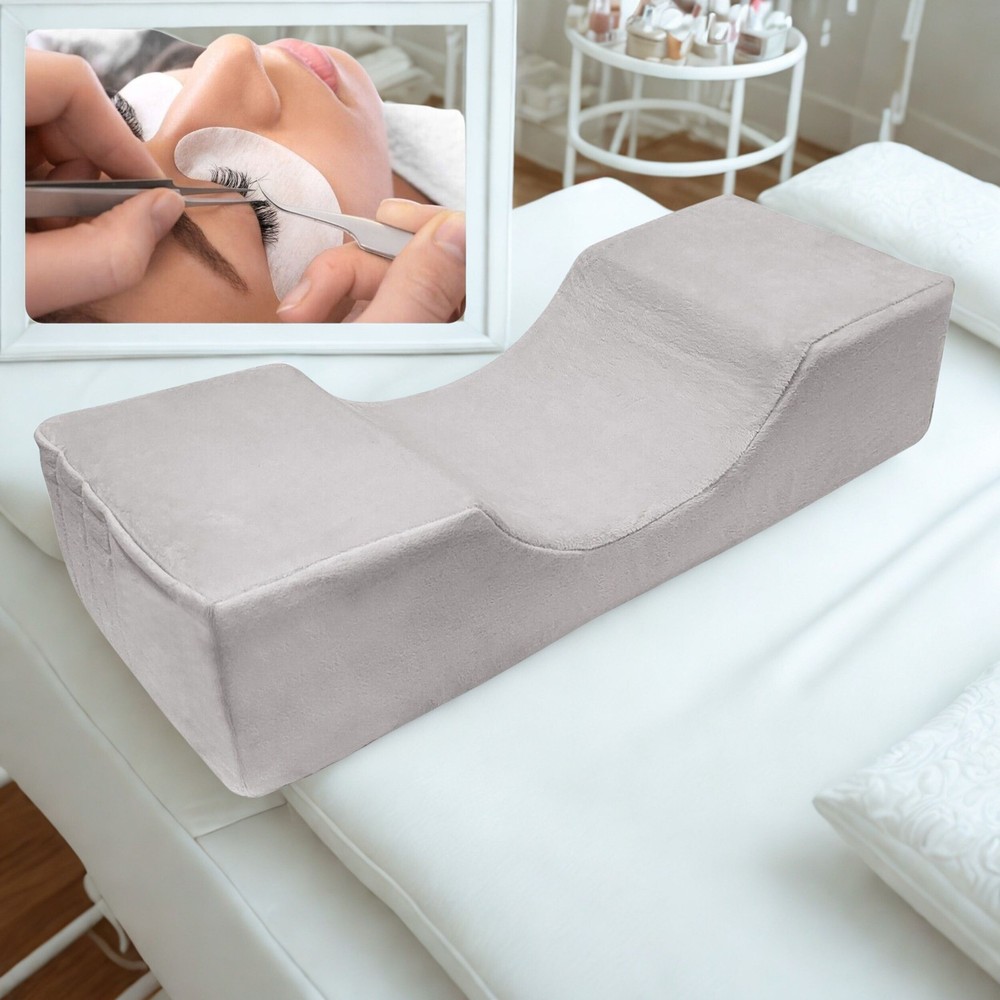 Grey Memory Foam Lash Pillow U-Shaped Neck Support & Storage Variation