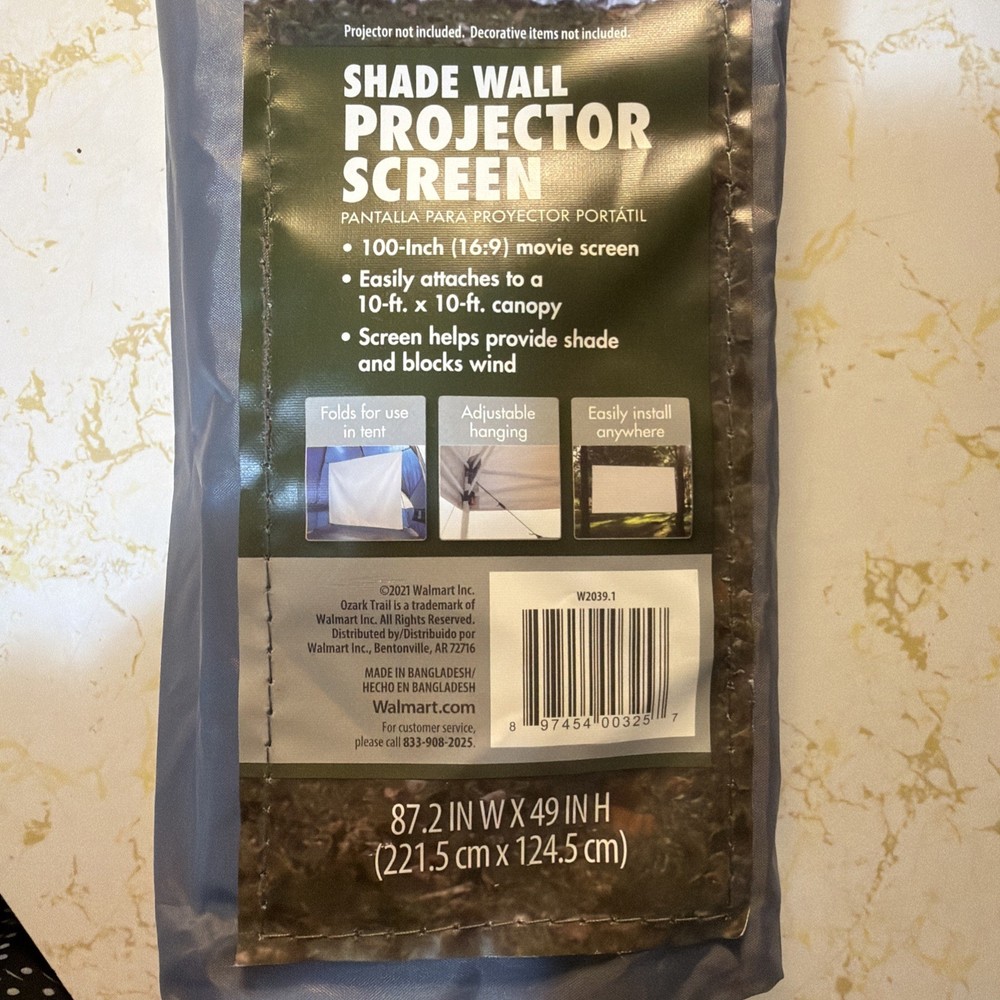 Ozark Trail Shade Wall Projector Screen NEW