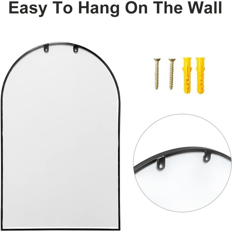 Arched Bathroom Mirror Decorative Iron Frame Explosion-Proof Easy Installation