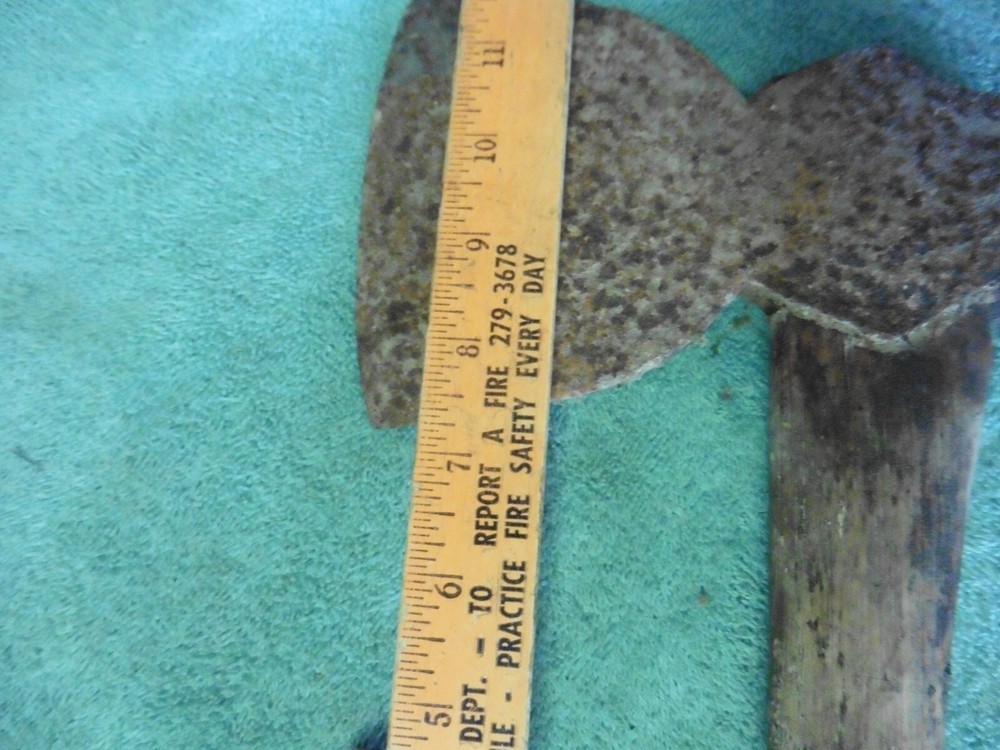 Antique Hatchet Axe rusted but very solid wood handle primitive hewn no name