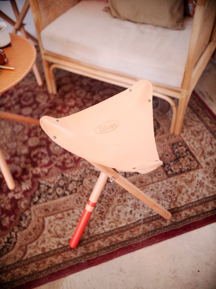 Bison Gears Tripod Leather Stool