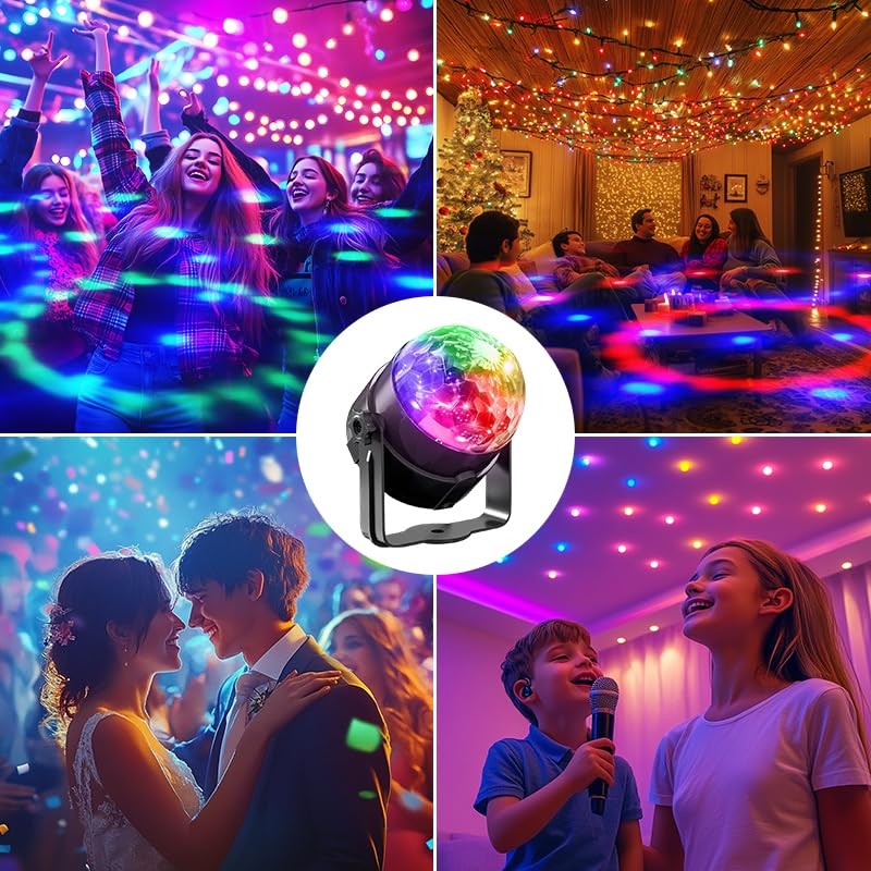 3-Pack Sound Activated Party Lights with Remote Control Dj Lighting, Disco LED