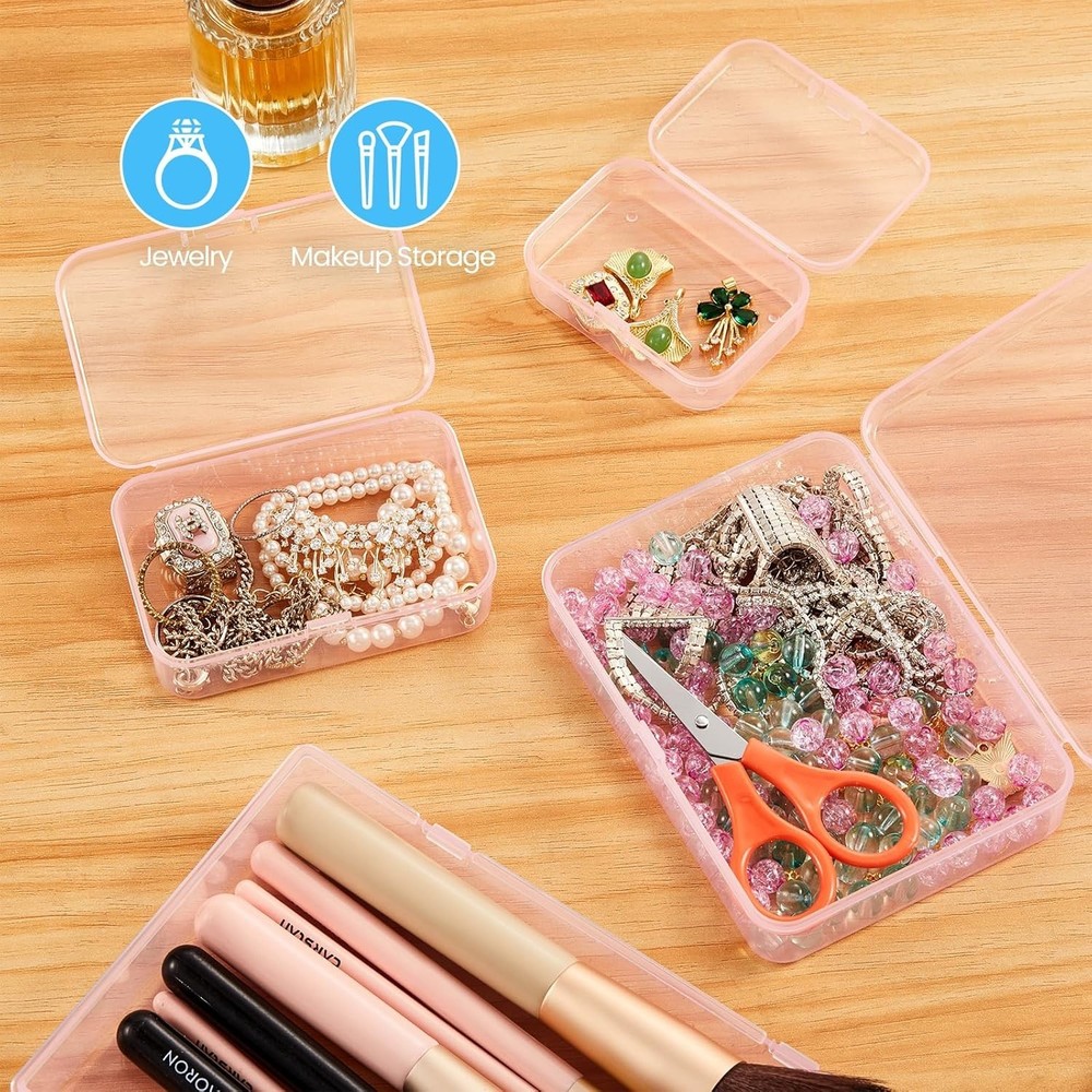 12 Pieces Mini Rectangular Plastic Boxes Empty Storage Organizer Containers w...