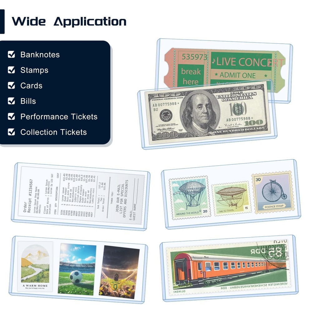 15 Pack Hard Plastic Clear Money Holders Dollar Bill 15Pack