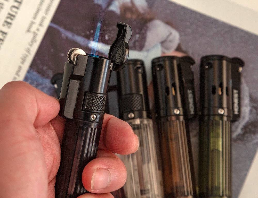 Windproof Torch Lighter Single Jet Flame Fuel Refillable Tank Visible(No Gas)...