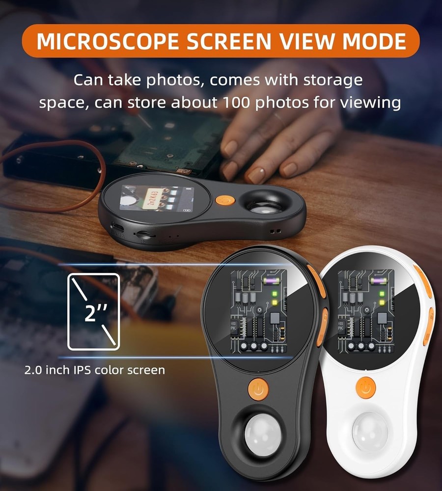 Digital Microscope Handheld 2.0 inch IPS Color Screen,Portable Digital Magnif...