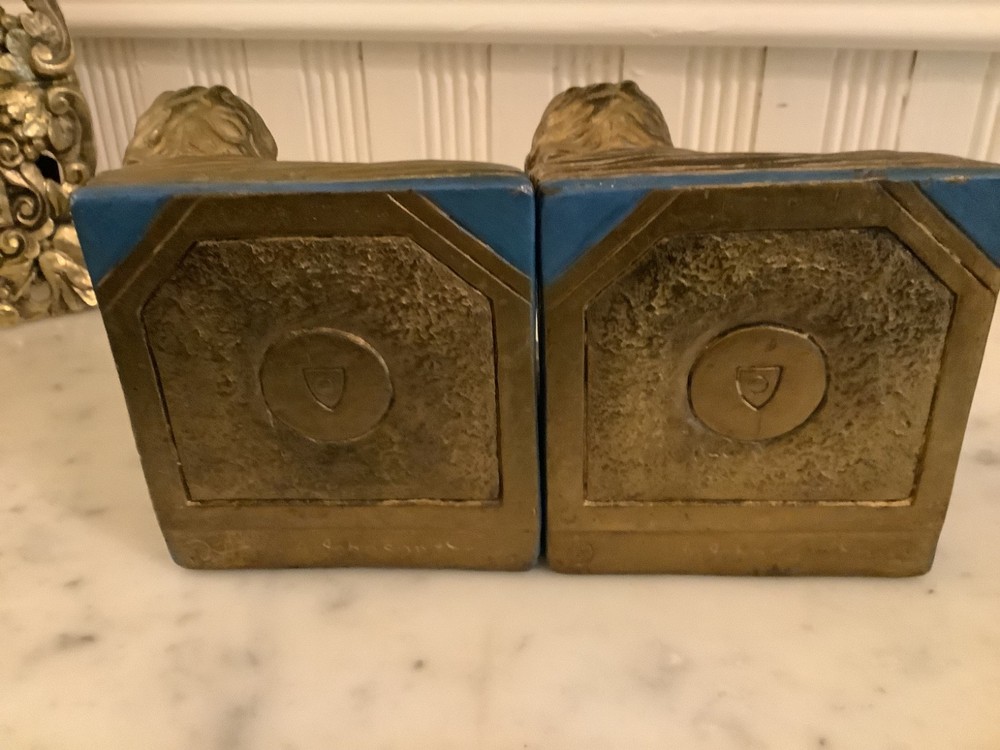 Antique Armor Bronze Cherub Putti Bookends, Signed A Johnson c1920, EUC!