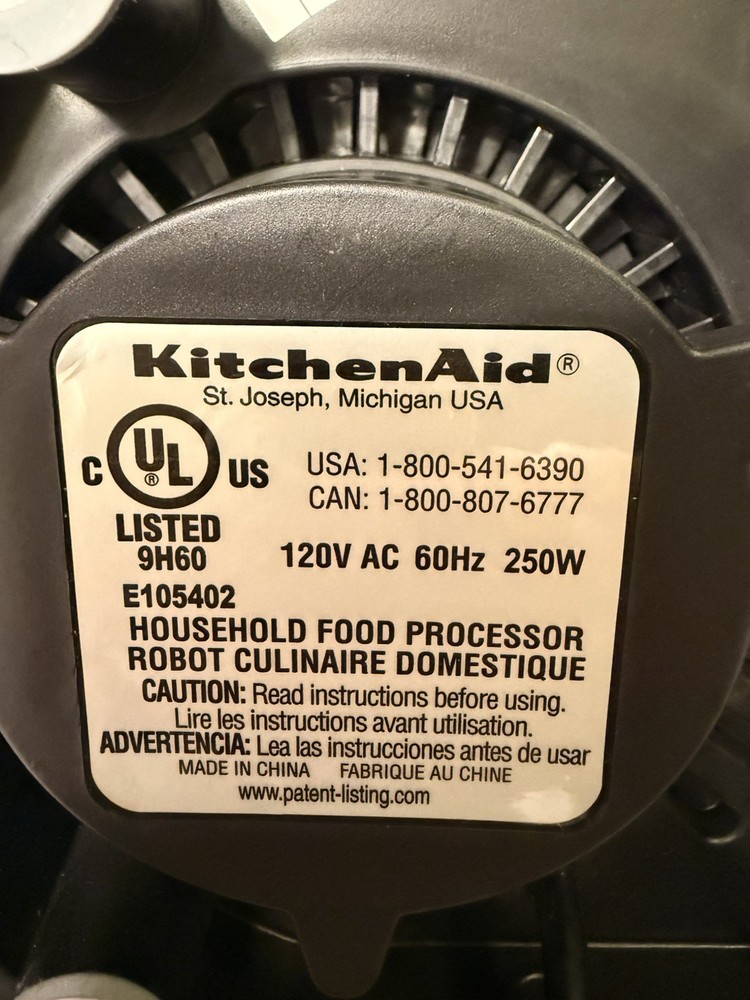 Kitchen Aid Household Food Processor E105402 Tested - Black
