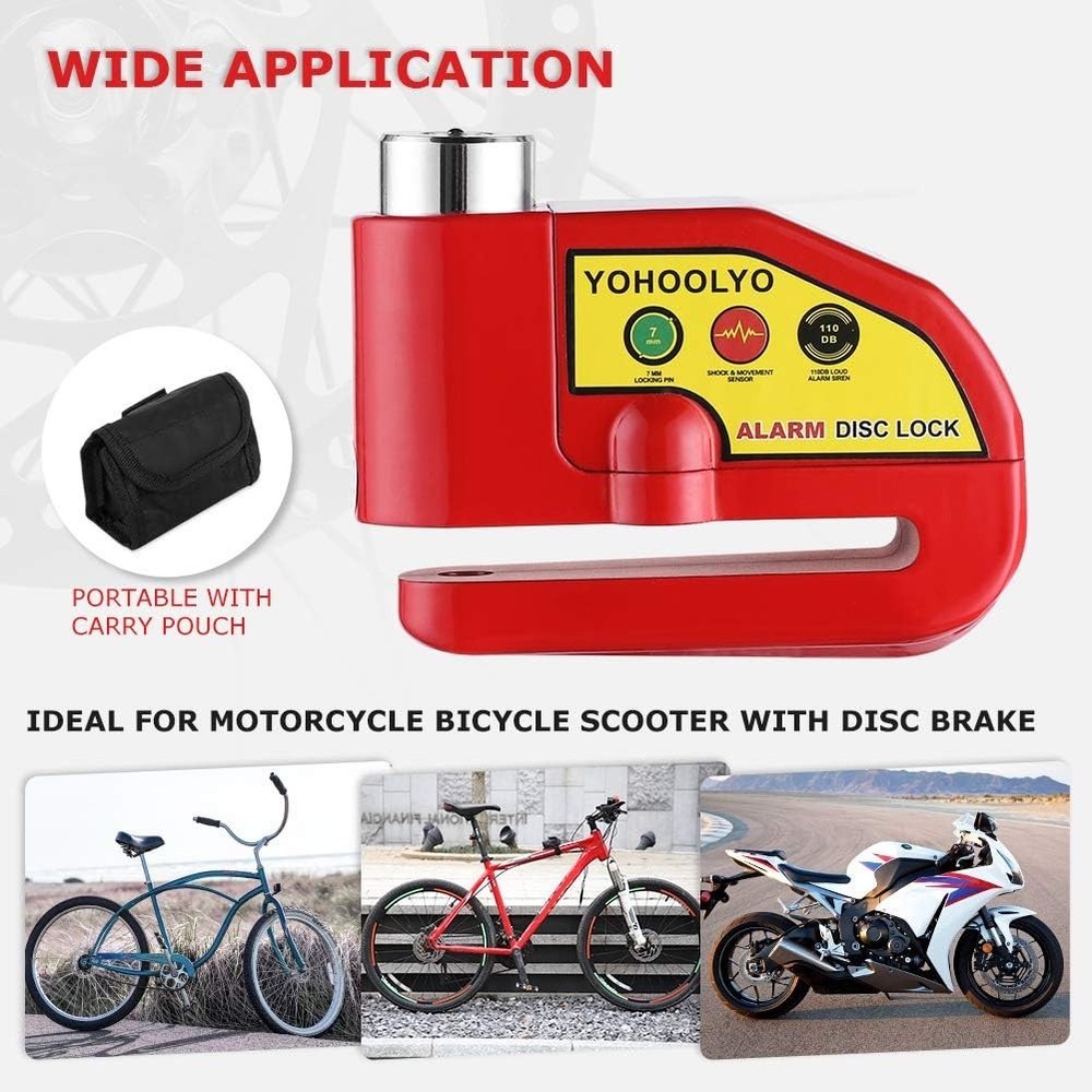 Compact 110 dB Motorcycle Lock with Reminder Cable – Ultimate Theft Protection