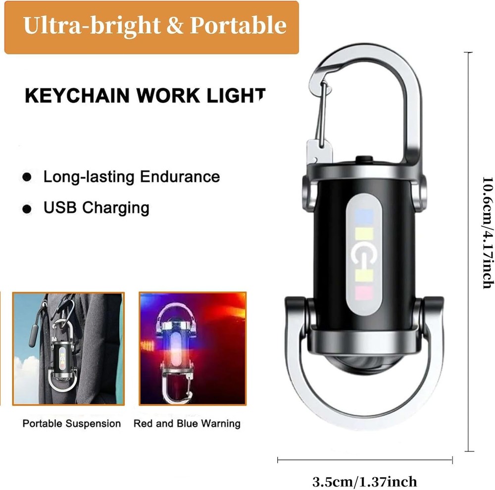 4Pcs LED Flashlight Keychain Portable Rechargeable Super Bright Mini Flashlight