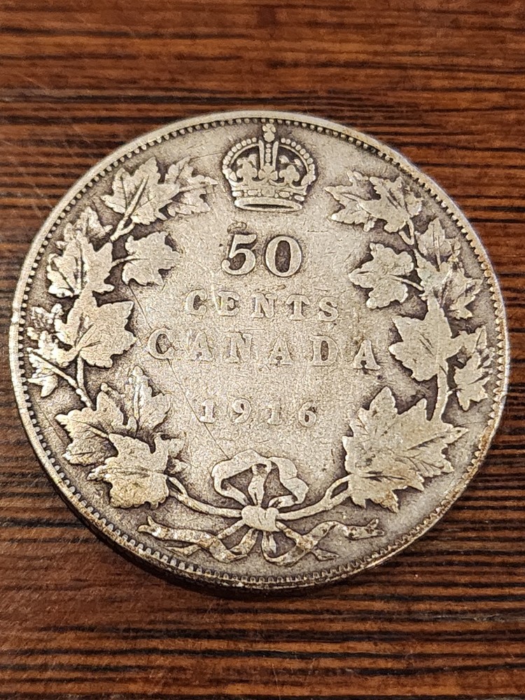 1916 Canada 50 Cents Silver Coin