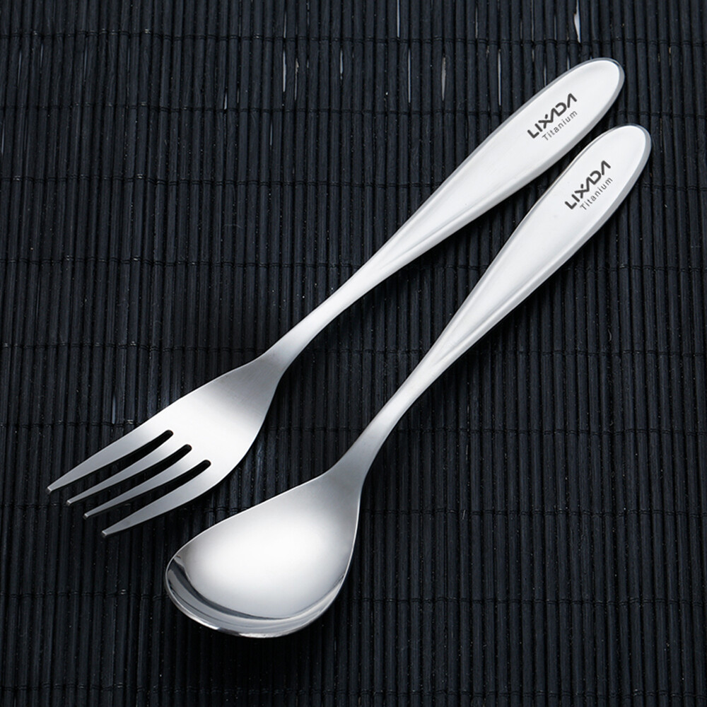 Lixada Titanium Dinner Fork and Spoon Outdoor Picnic Flatware Cutlery Set