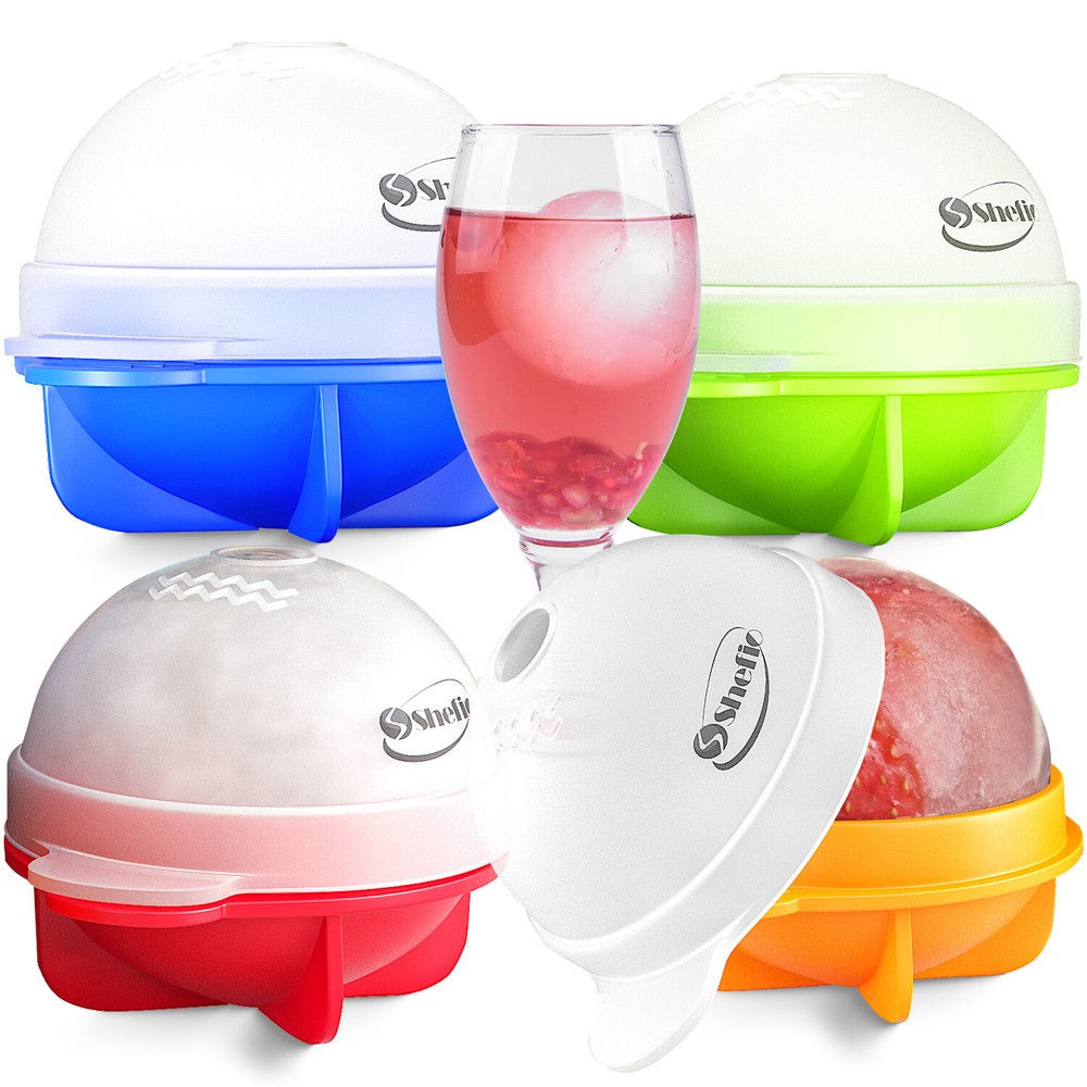 Multicolor Round Ice Cube Mold 4 Set 2.5" Leak Proof Big Ice Sphere Maker Molds