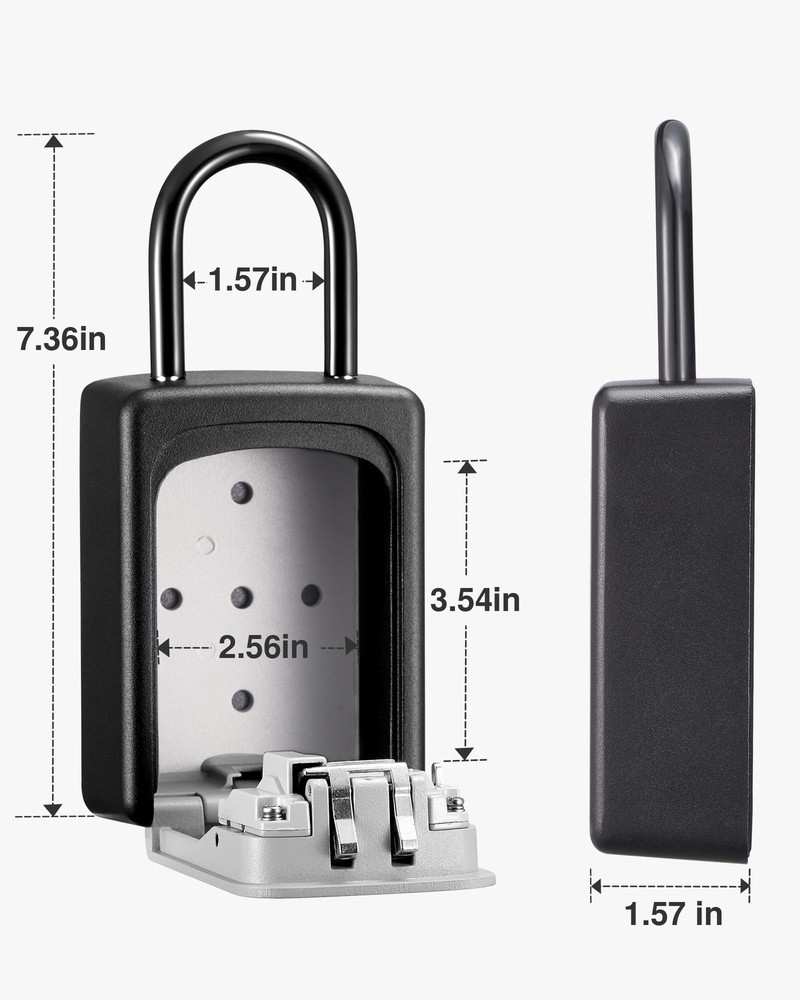 Lock Box Large Key Lock Box Resettable Combination Code Lockbox Portable Wall...